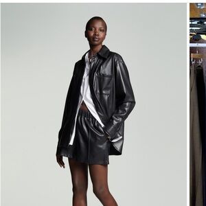 Good American Sleek Black Leather shirt